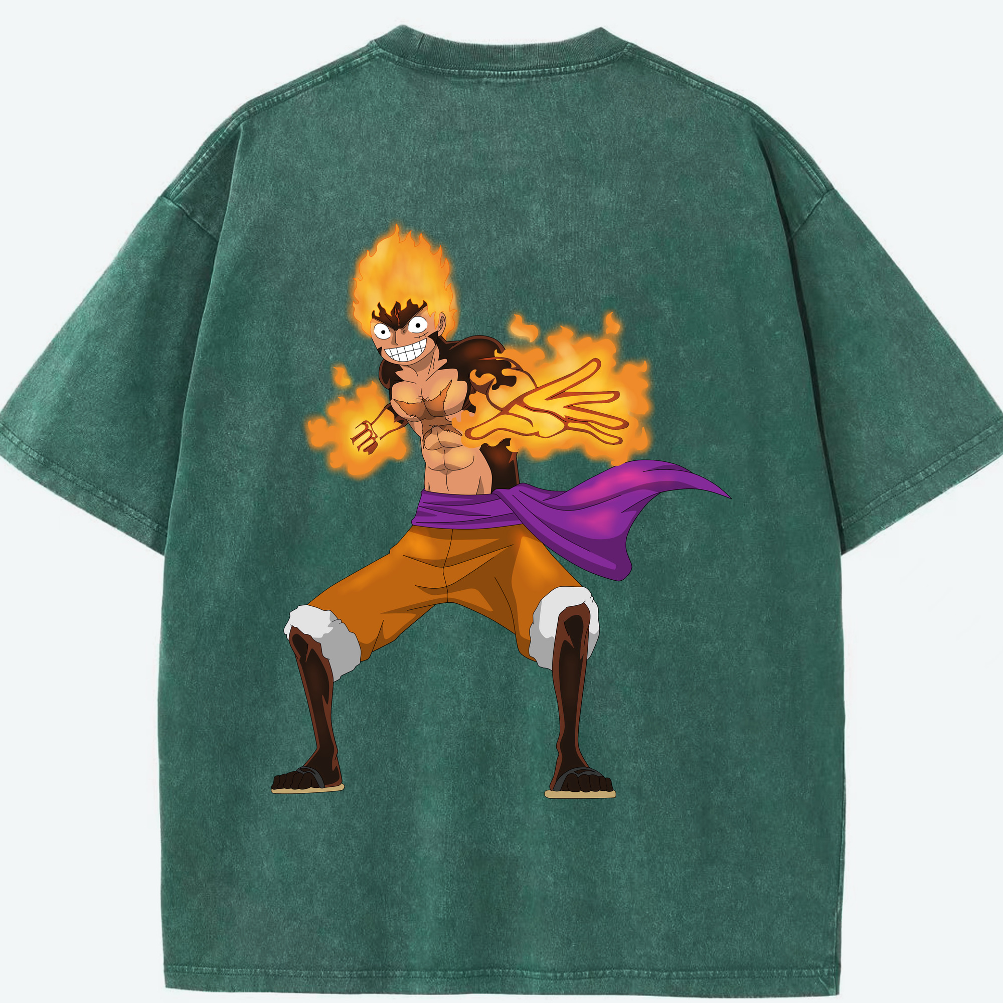 ワンピース モンキー・D・ルフィ ONE PIECE Monkey D. Luffy 綿100% ヴィンテージ風 半袖Tシャツ（背面プリント）